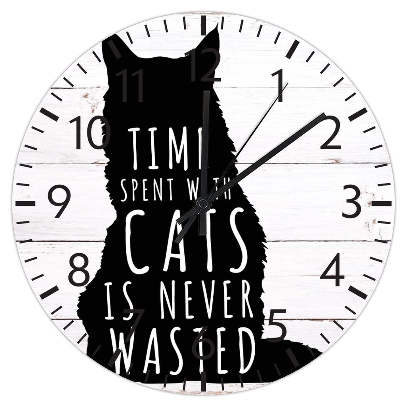 Pendule murale chat silencieuse horloge PVC 30 cm décoration maison bureau