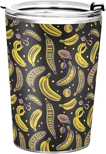 Miniatura 8 de Fruit Banana Fashion Black Purple Stainless Steel vacuum insulated water bottle with Straw Leak Resistant Flip coffee mug travel for outdoor