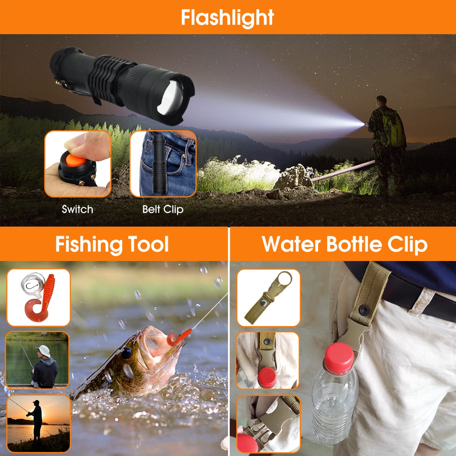 Kit Sopravvivenza 13 in 1 Campeggio Accessori di Emergenza, Regali per Uomini, Papà, Strumenti di Sopravvivenza Professionali, Regali di Compleanno di Natale, Idee per il Campeggio, Pesca, Caccia