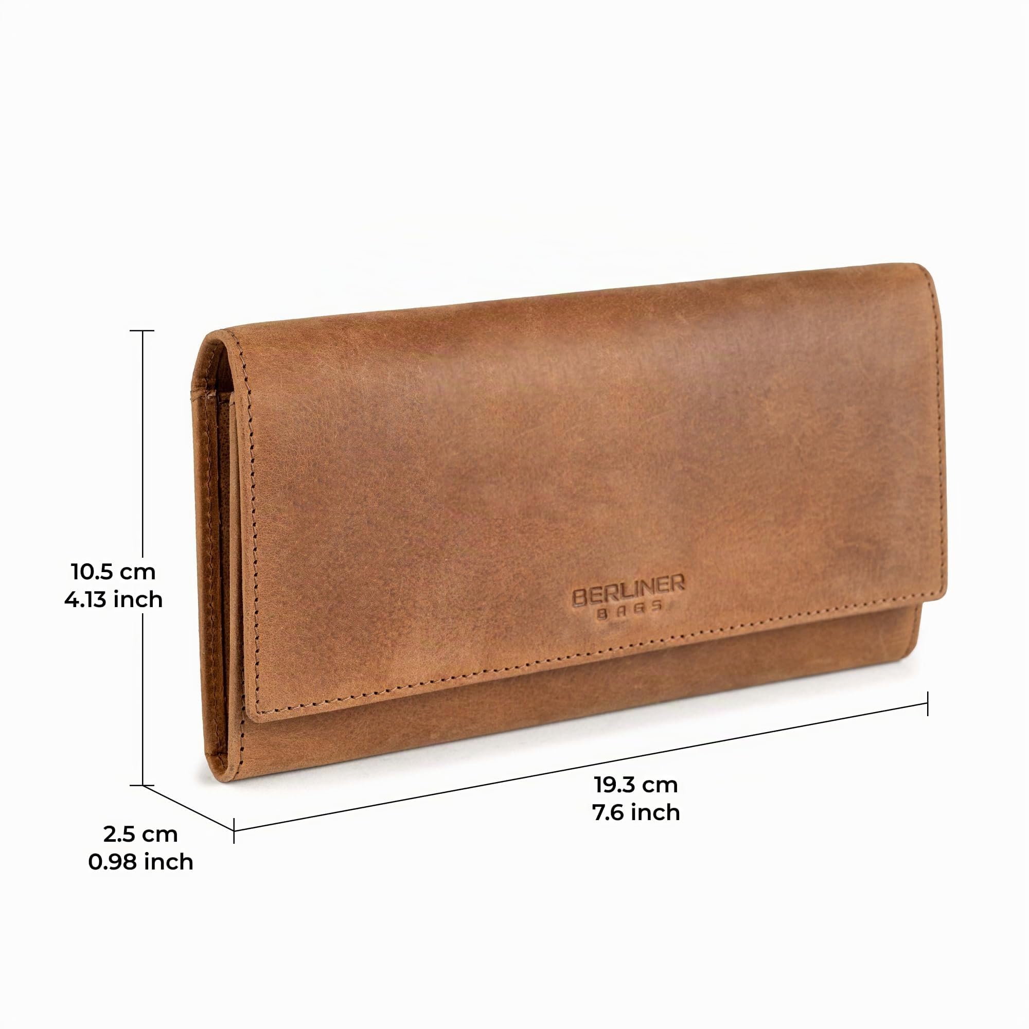 Berliner Bags Portafoglio Donna Pelle Iris, Grande Elegante con Portamonete, Porta Carte e Protezione RFID, Chiusura con Bottone – Marrone