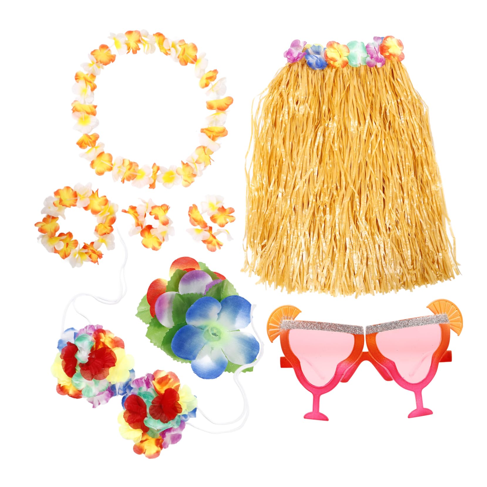COLLBATH 1 Set Party Decoration Set Women Hawaiian Dress Hawaiana Party Decorations Hawaiian Grass Skirts for Women Hawaiian Costume Accessory Hula Skirts for Women Hawaii Party Decorations