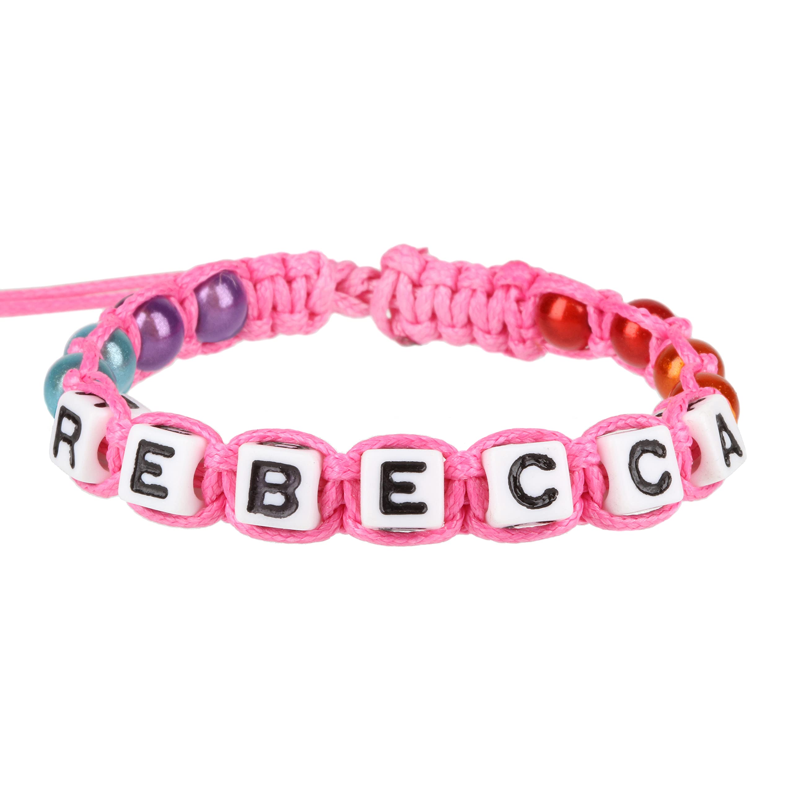 Stands Out, Supplying Outstanding GiftsPersonalised Girls Pink Friendship Bracelet M-Z Names Multicolour Alphabet Bead