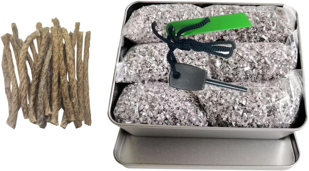 Magnesium Fire Starter Kit with Ferro Rod – Emergency Survival Gear with 12 Bags 99% Pure Magnesium + Waist Bag Waterproof Tin for Camping, Hiking, Bushcraft Magnesium Fire Starter Kit with Ferro Rod – Emergency Survival Gear with 12 Bags 99% Pure Magnesium + Waist Bag Waterproof Tin for Camping, Hiking, Bushcraft