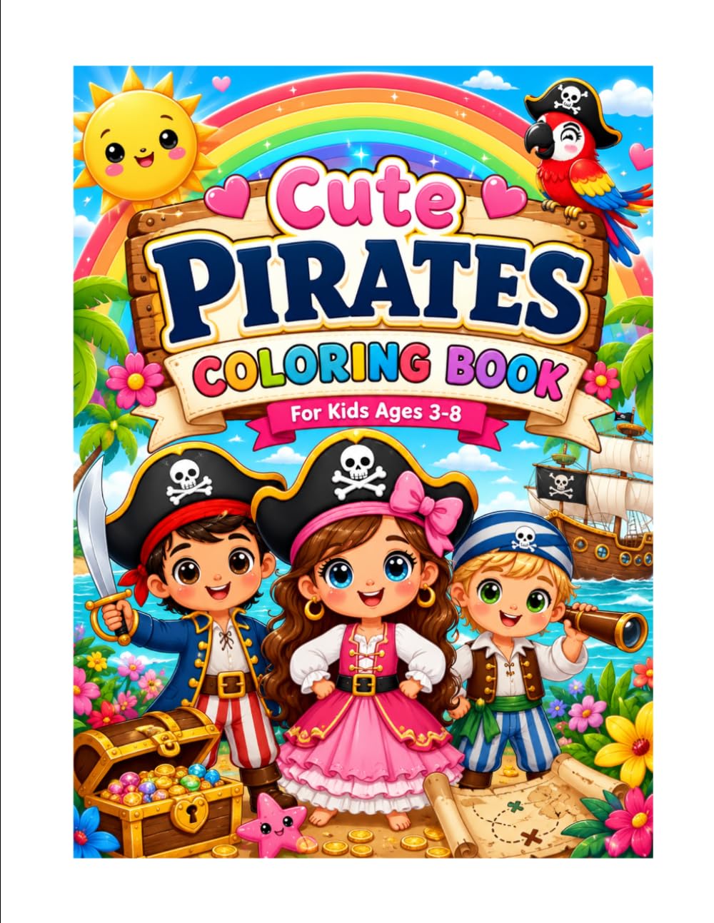 Cute Pirates Coloring Book: Fun and Easy Pirate Adventures for Kids Ages 3–8