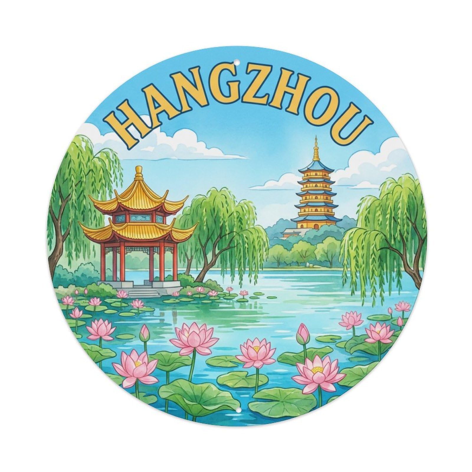 Retro China Travel Hangzhou Metal Tin Sign