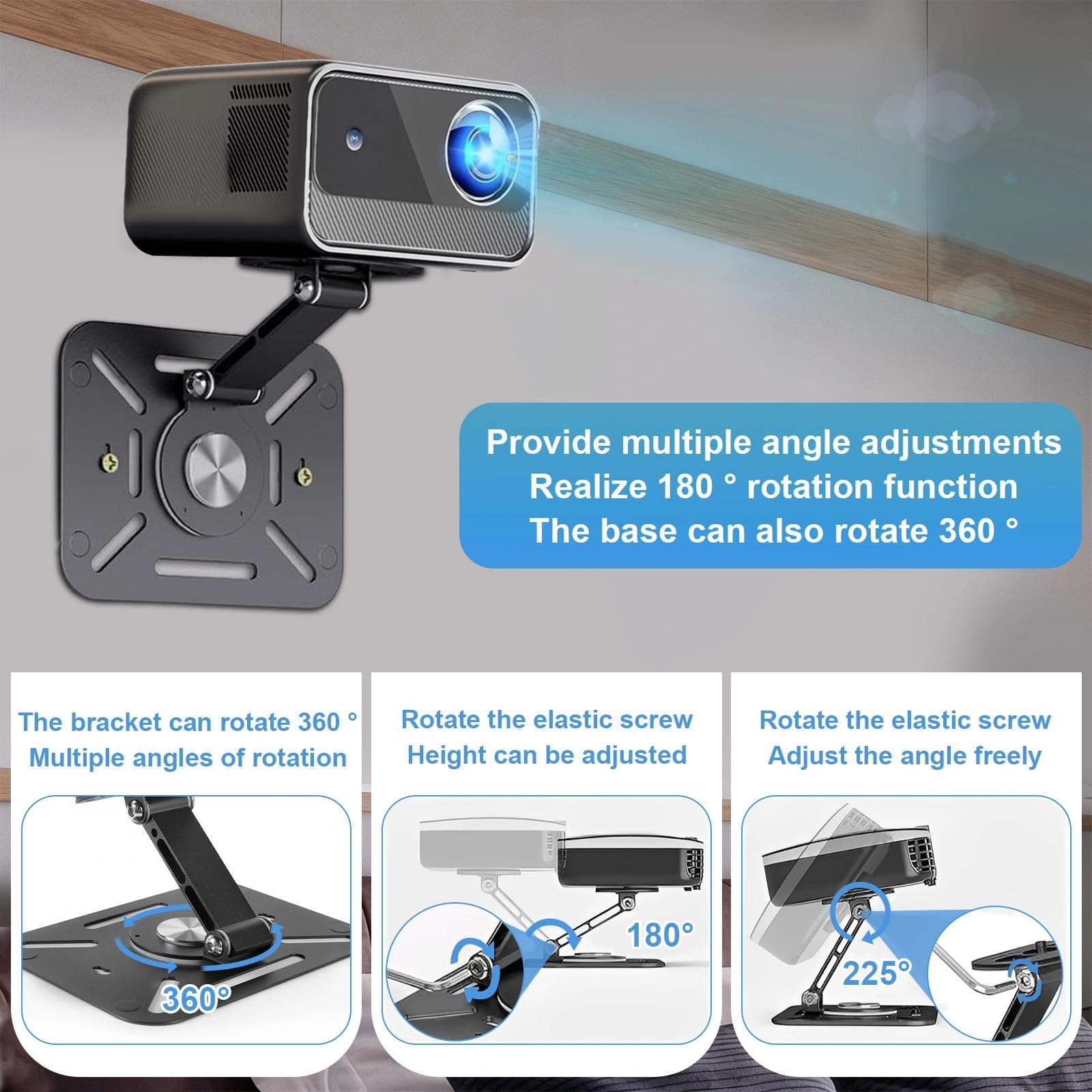 Fcnjsao Support De Projecteur De Bureau Avec Support à Vis Rotatif à 360 ° 1/4" Réglable Pour Et Support De Projecteur De Bureau