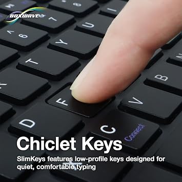BoxWave Keyboard Compatible with Unihertz TickTock-E - SlimKeys Bluetooth Keyboard, Portable Thin with Chiclet-Style Keys - Jet Black