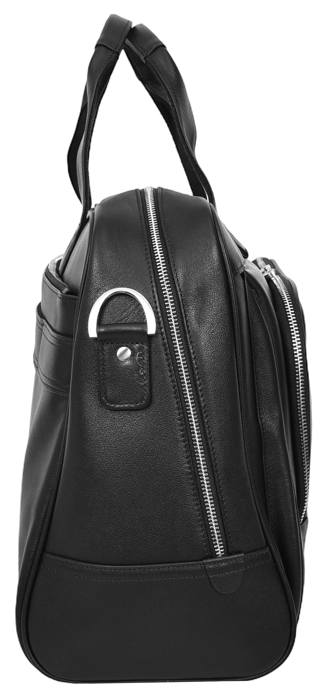Kigali - Bolsa de viaje de piel auténtica, tamaño mediano, para fin de semana, Black, M, Bolsa de transporte