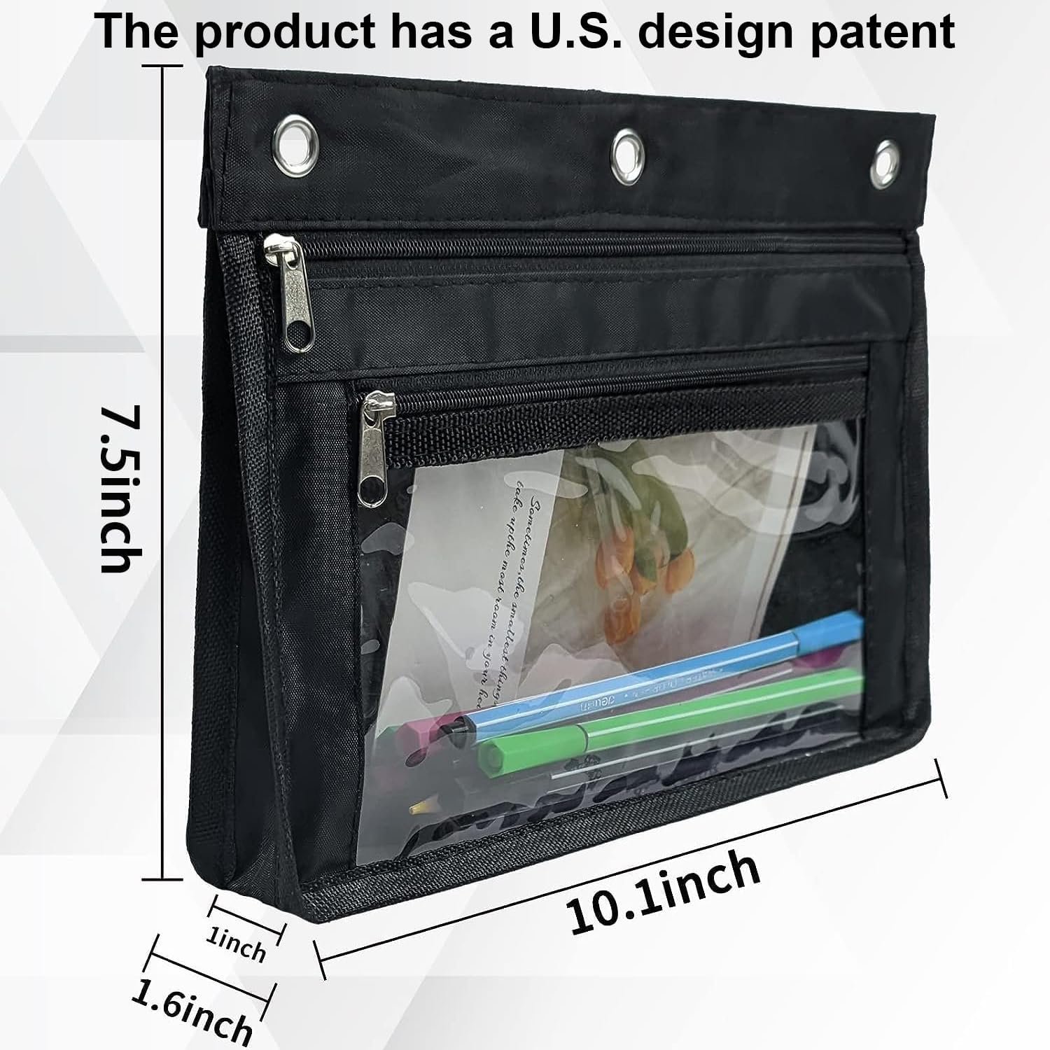 YoeeJob 18 Pack 1 Inch Expandable Zipper Pencil Pouches with Clear Window for 3 Ring Binder, Suitable for School & Office(Black) - Image 2
