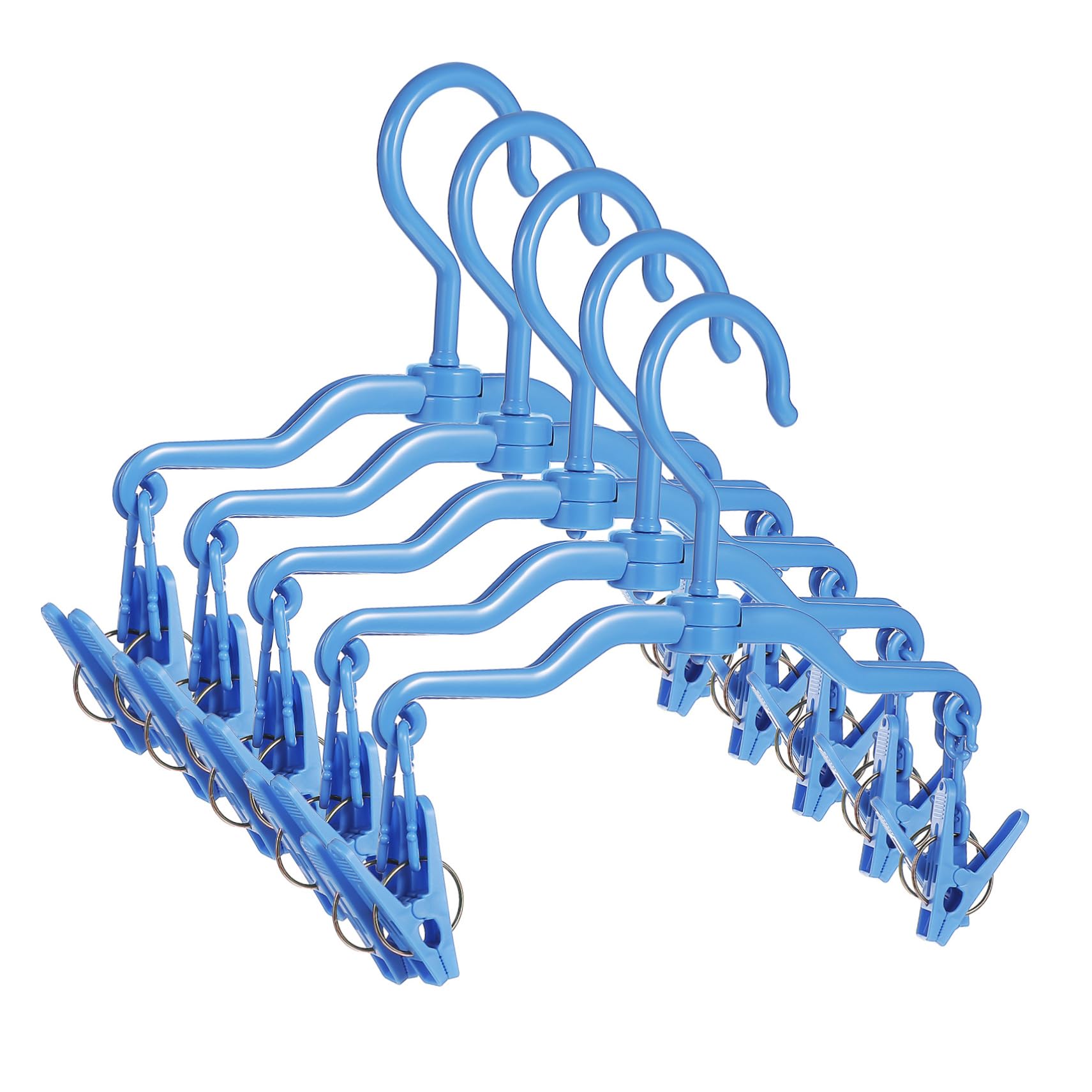 CHILDWEET 5pcs Coat Hanger Space Saving Hangers Bra Hanger Sock Hangers Folding Sock Hanger Clothing Drying Hangers Foldable Clip Hangers Collapsible Drying Rack Hangers with Clips Plastic