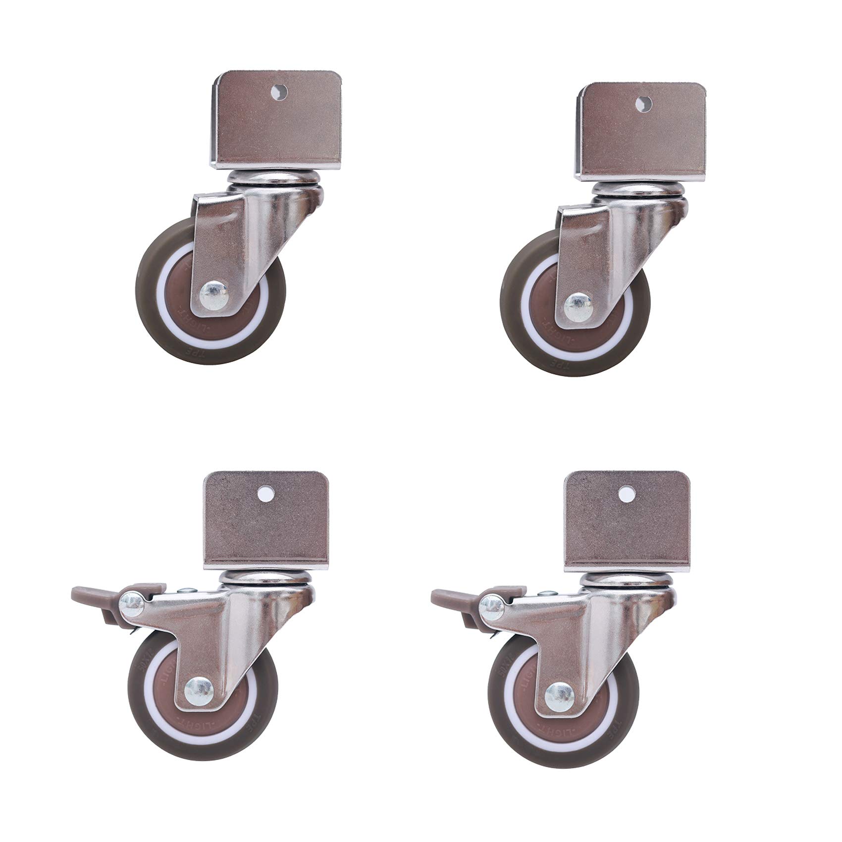 Roulettes en caoutchouc robustes anti-bruit pour meubles à fixation en U 50 mm