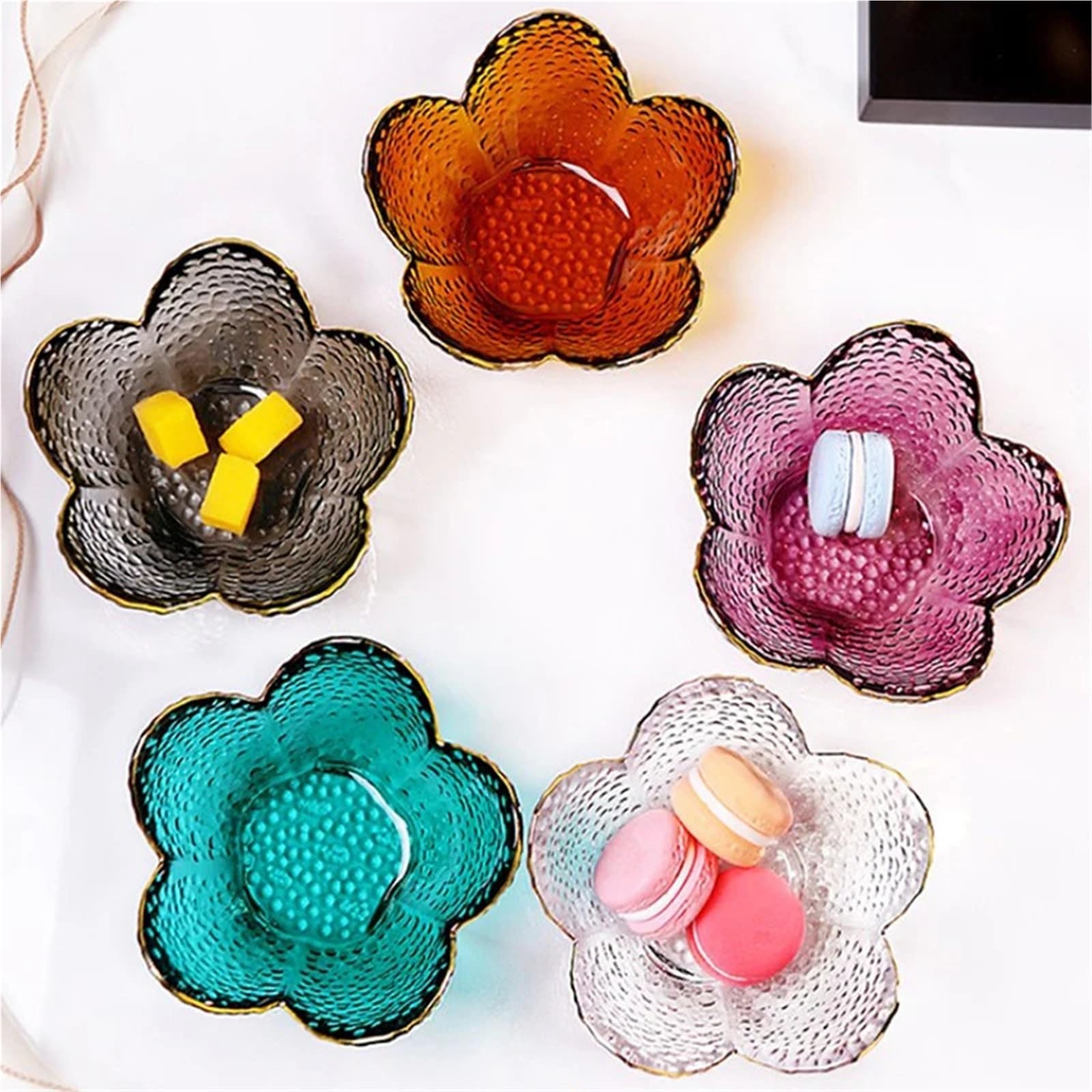 4 pezzi piccolo piatto di vetro for gelato, salsa frutta, ciotola fiori ciliegio, condimento, forniture da cucina Per Dessert(Pink)