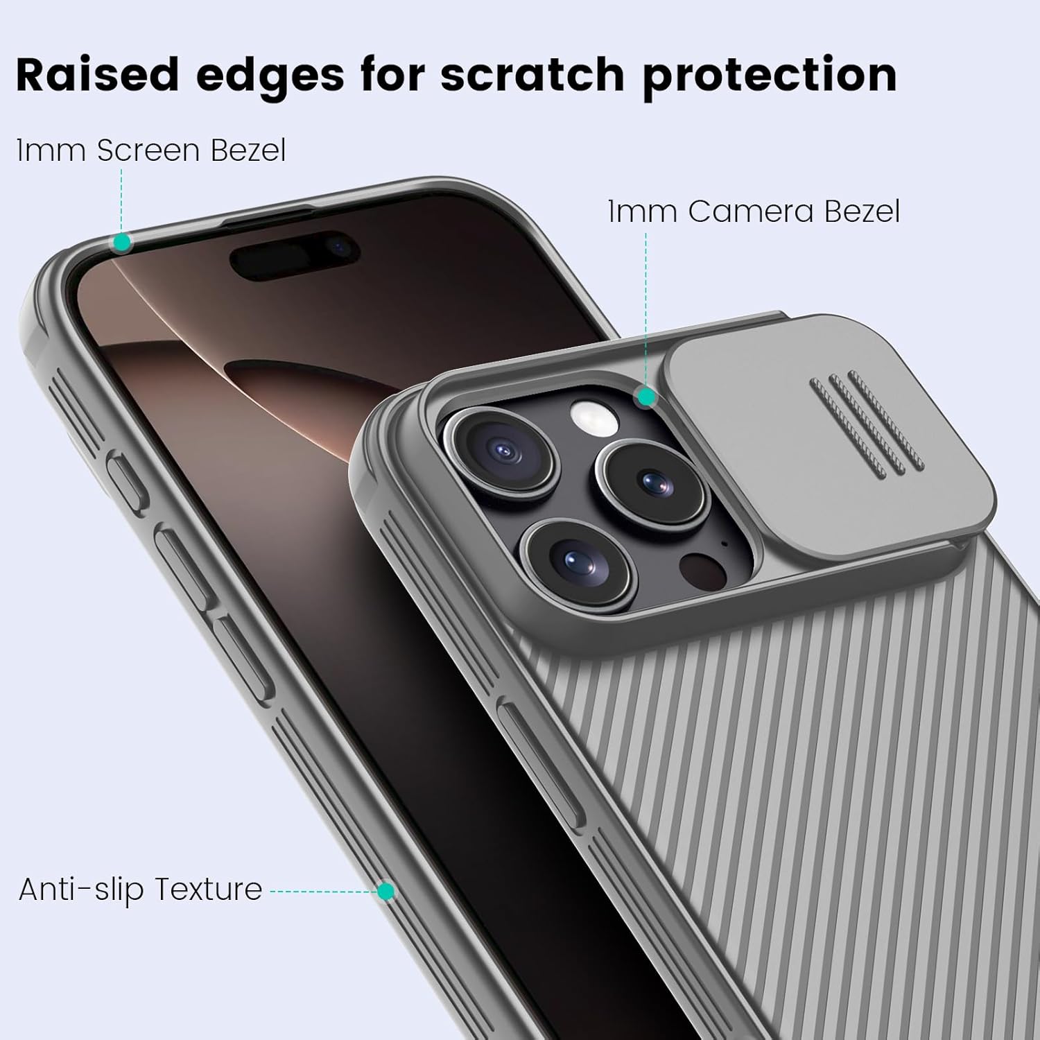 Nillkin for iPhone 16 Pro Max Case with Slide Camera Cover, [Upgraded Camera Lens Protection] Slim Shockproof Protective Phone Case for iPhone 16 Pro Max 6.9 inch, Gray Titanium - Image 6