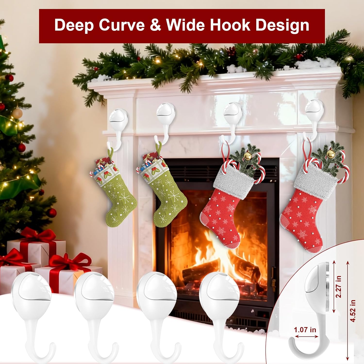 JOTPE Suction Cup Hooks, No-Drill Waterproof Shower Hooks, Removable & Reusable Bathroom Hook with Enlarged Wide Design, Damage-Free Wall Hooks for Wreaths, Towels, Loofahs & Bathroom Accessories