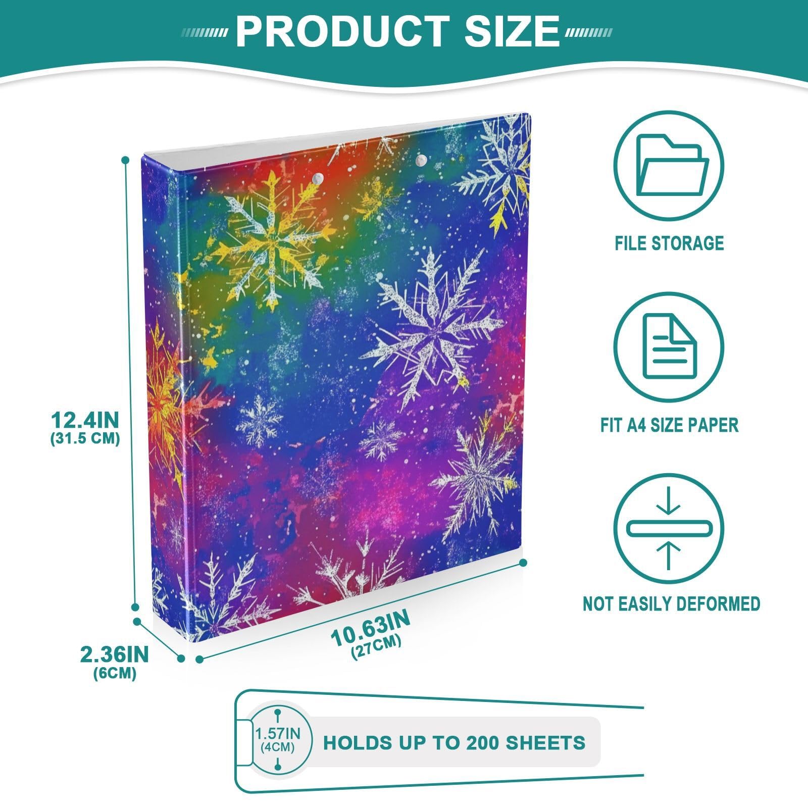 Reliures de 3,8 cm pour l'école Flocons de neige Couleurs vives