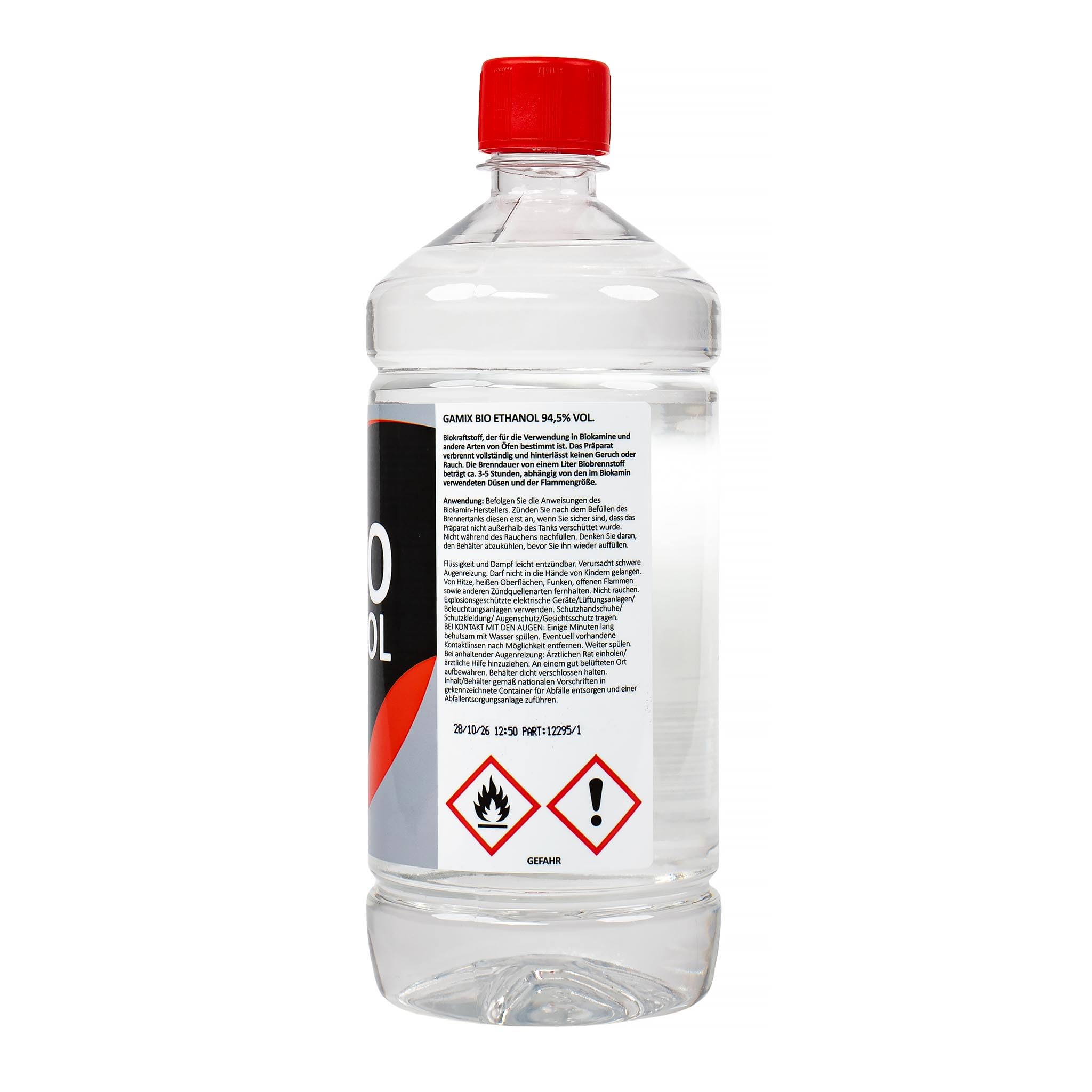 Premium Kaminbrennstoff 94,5% – Geruchlos & Rauchfrei – Flüssiger Brennstoff für Ethanolkamine & Feuerschalen – Innen- & Außenbereich – 12 Liter