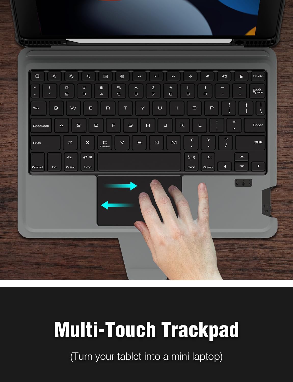 Nillkin for iPad 9th Generation Case with Keyboard 10.2 Inch - Slide Camera Cover - Detachable Backlit Keyboard Case with Pencil Holder & Trackpad for iPad 8th Gen/7th Gen