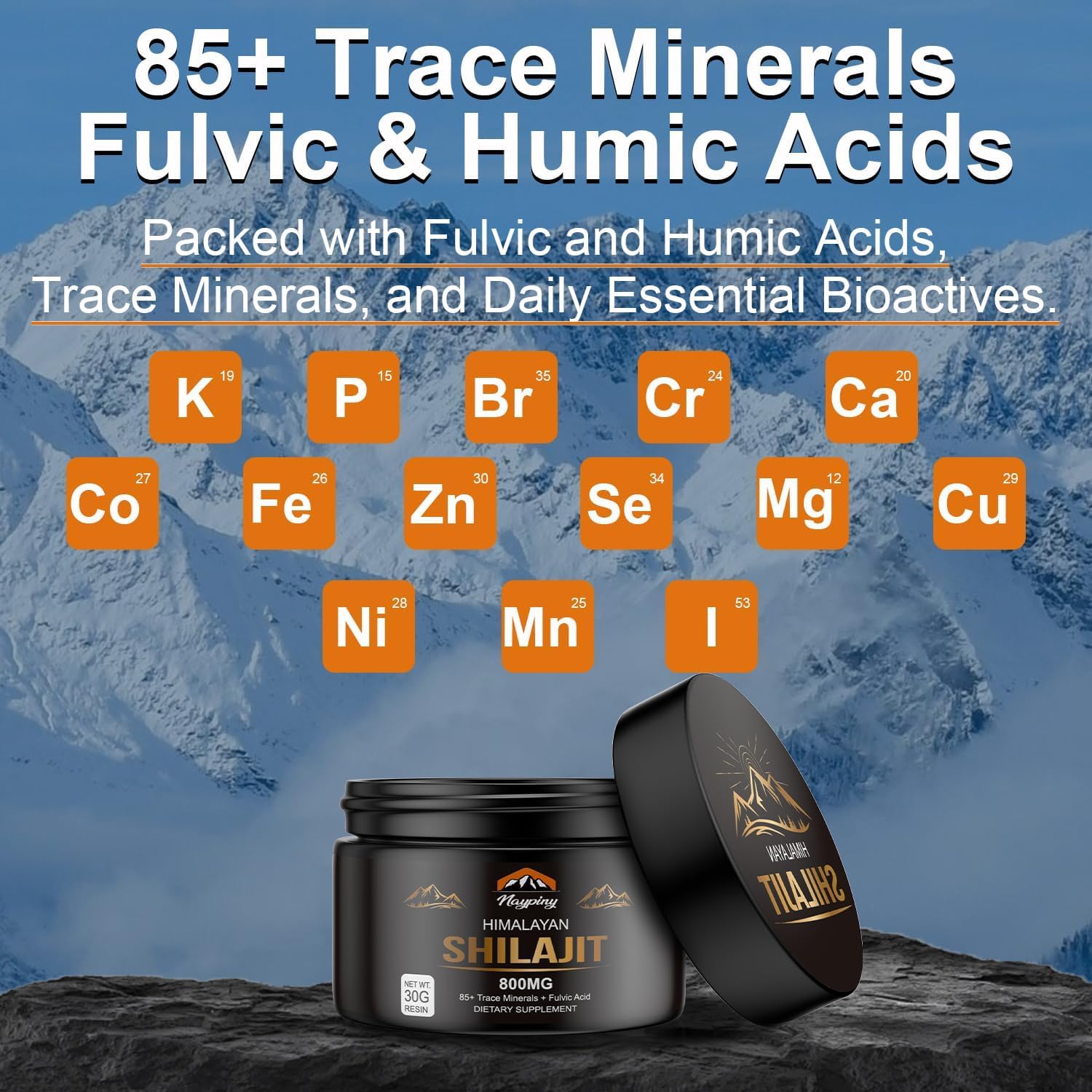 Shilajit Pure Himalayan Organic Resin - 800mg Gold Grade Shilajit Resin with Fulvic Acid & 85+ Trace Minerals Complex for Energy, Strength & Immunity, Shilajit for Men & Women, 30 Grams — Amazon image 3