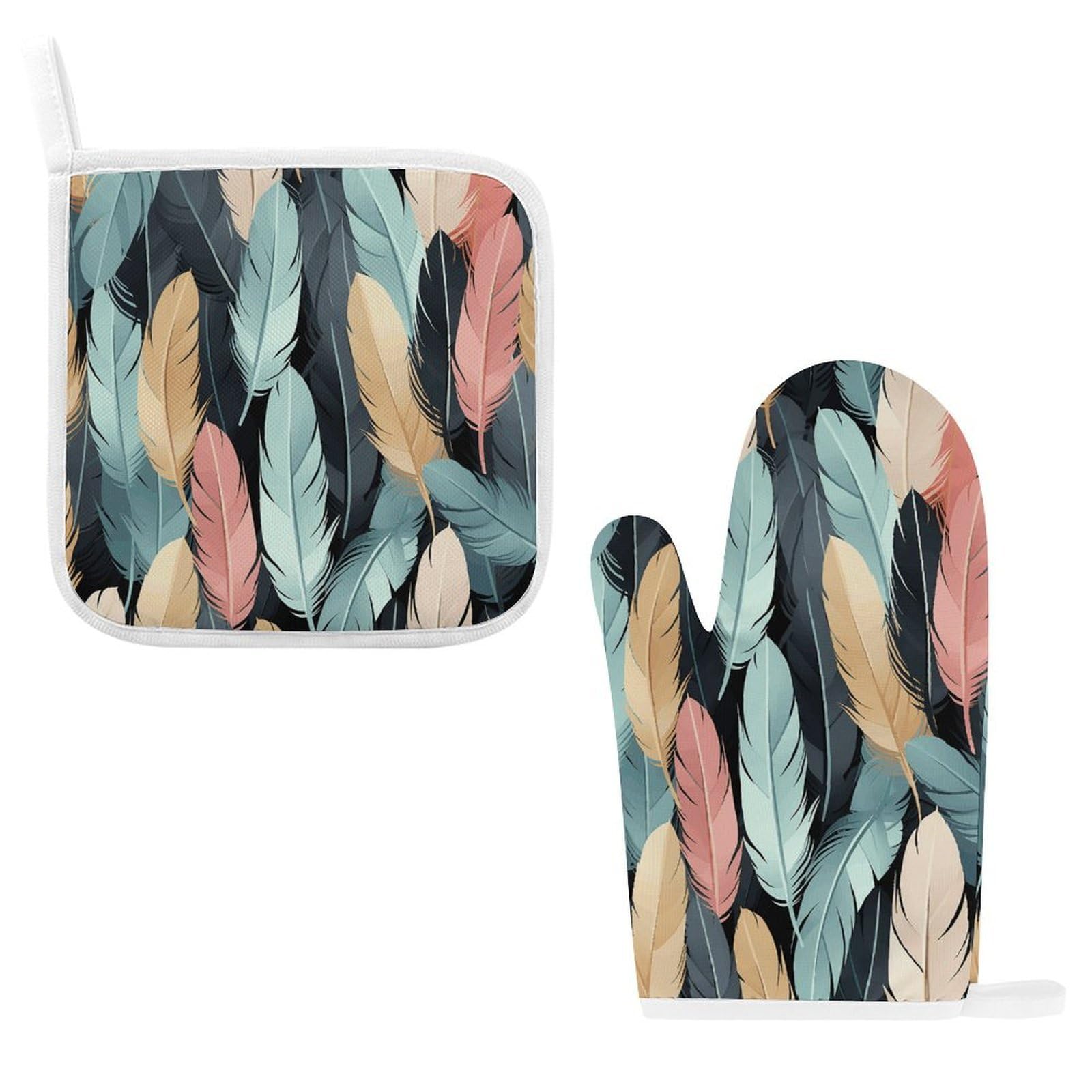 Fodpand Style Feather Oven Mitts And Pot Holders Sets