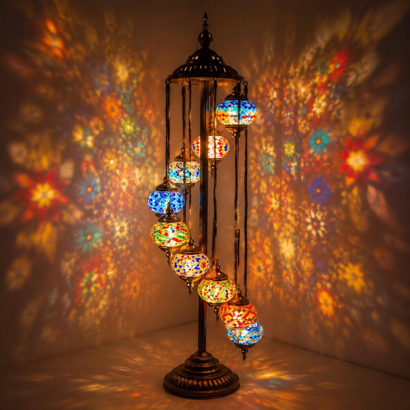 Hortsun Turkish Floor Lamp Moroccan Lamp 9 Globes Style