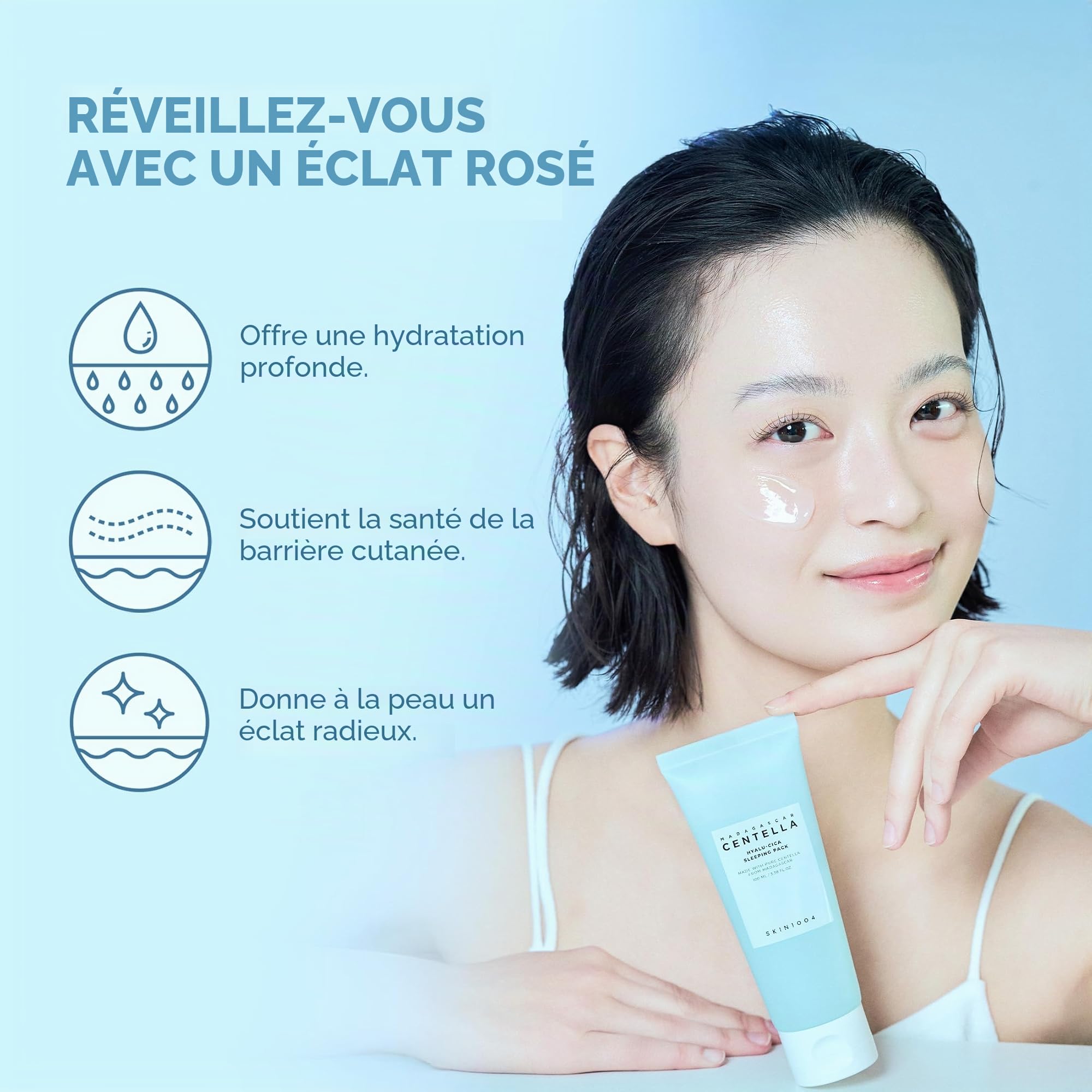 SKIN1004 SKIN 1004 Madagascar Centella Hyalu-Cica Pack de Nuit 100 ml | Masque facial de nuit coréen éclaircissant et anti-âge avec acide hyaluronique, niacinamide, Centella Asiaatica