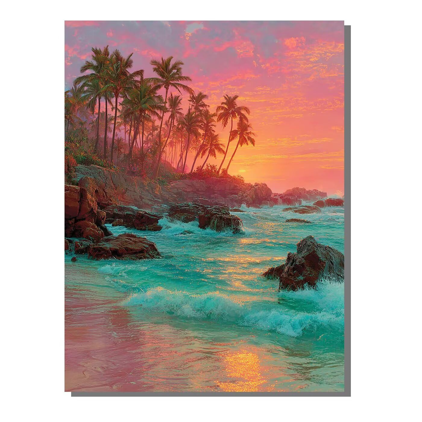 Sonnenuntergang Landschaft Malen Nach Zahlen Erwachsene, Paint by Numbers Adult Anfänger Kreativ Set Heimwerk Malen Nach Zahlen Kinder Pinsel und 36 Acrylfarbe Als, Deko Wohnzimmer 60 x 80 cm BJHWK634