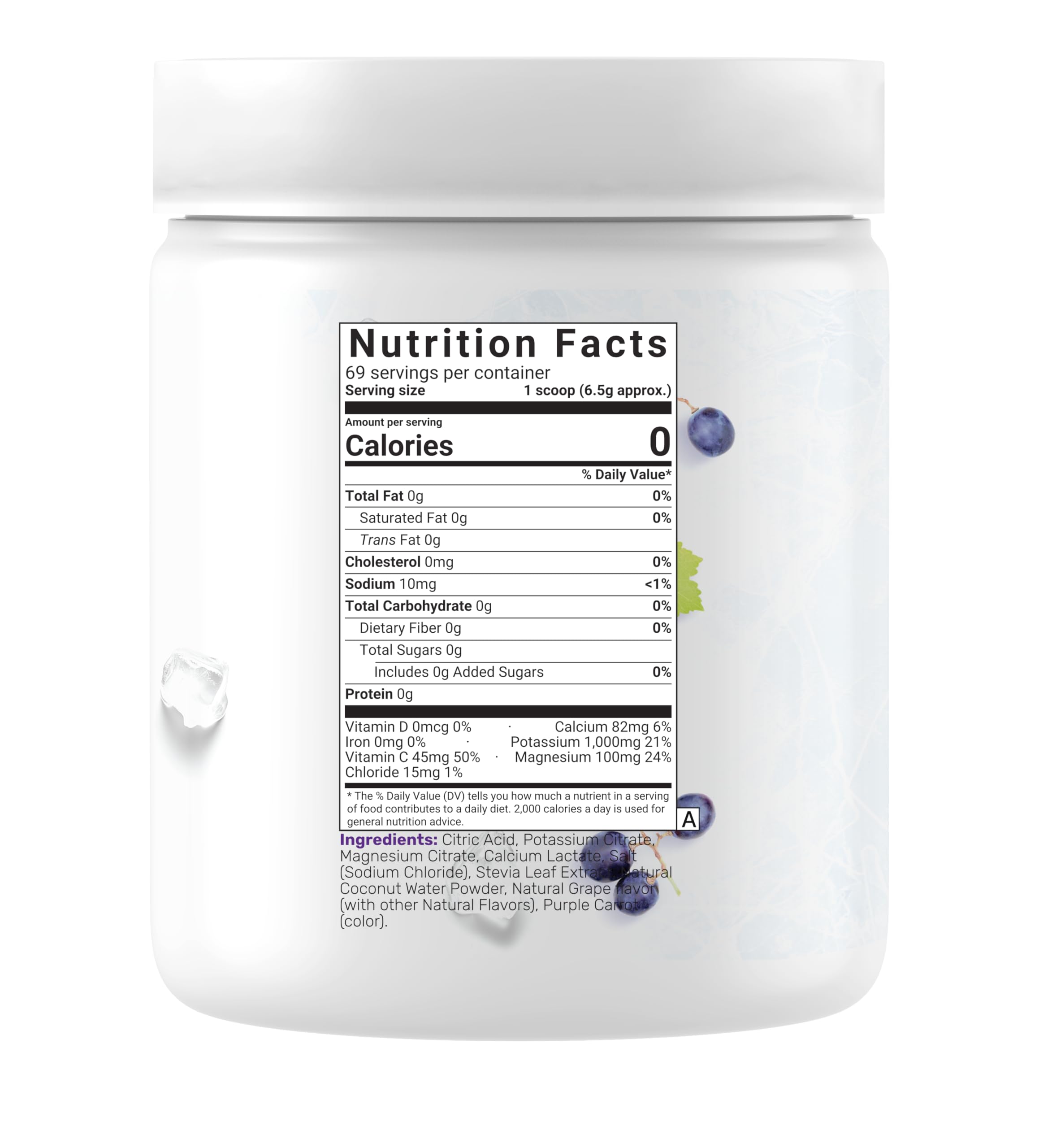 Electrolytes Powder, 1lb (69 Servings) – No Sugar, Low Sodium, ICY Grape Flavor – Rapid Hydration Supplement Drink Mix – High Potassium 1,000mg with Natural Coconut Water, Magnesium, & Vitamin C* — Amazon image 6