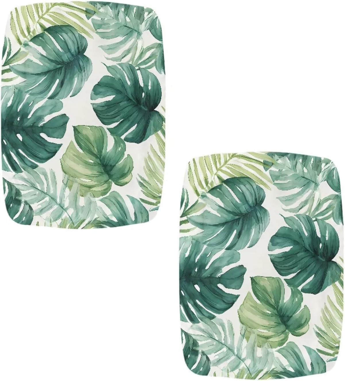 Stretch Rectangle Bar Stool Covers Monstera Deliciosa Saddle Barstool Cover for Counter Height Chairs, Dustproof Vanity Stool Slipcover with Elastic Band for Home Club Pub - 2 Pack
