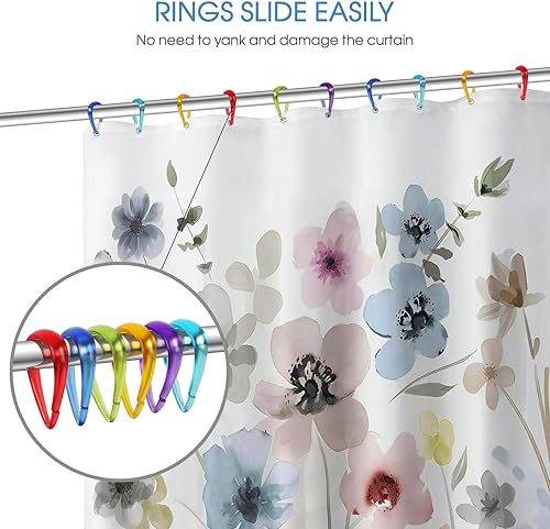 Miniatura 10 de Top-spring Ganchos para cortina de ducha, anillos de cortina de ducha de plástico negro, ganchos de ducha en forma de gota para cortina de baño,