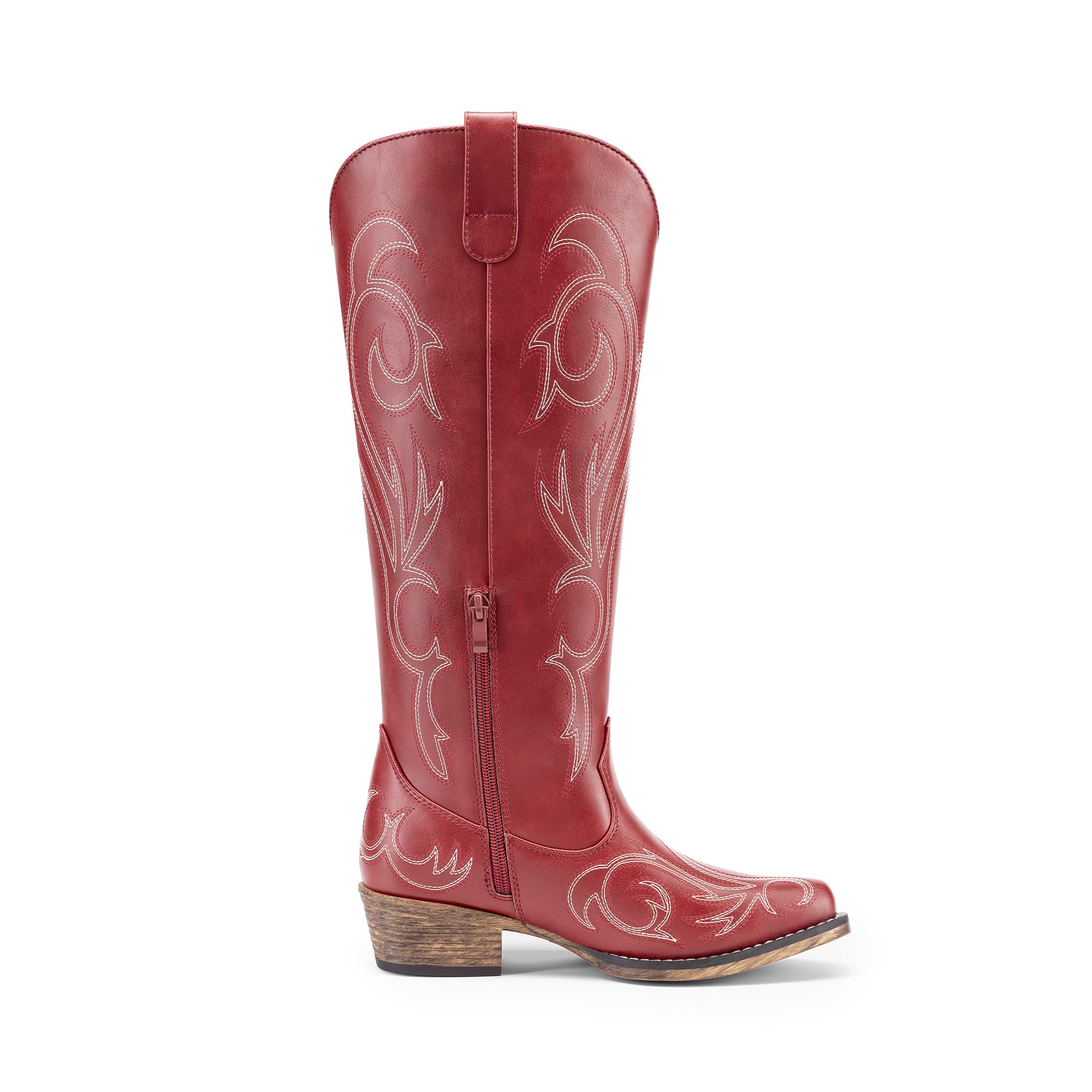 DREAM PAIRS Botas Vaqueras Rodilla Mujer | Bordado vibrante, cremallera lateral, tirador trasero, plantilla 5mm, suela TPR.