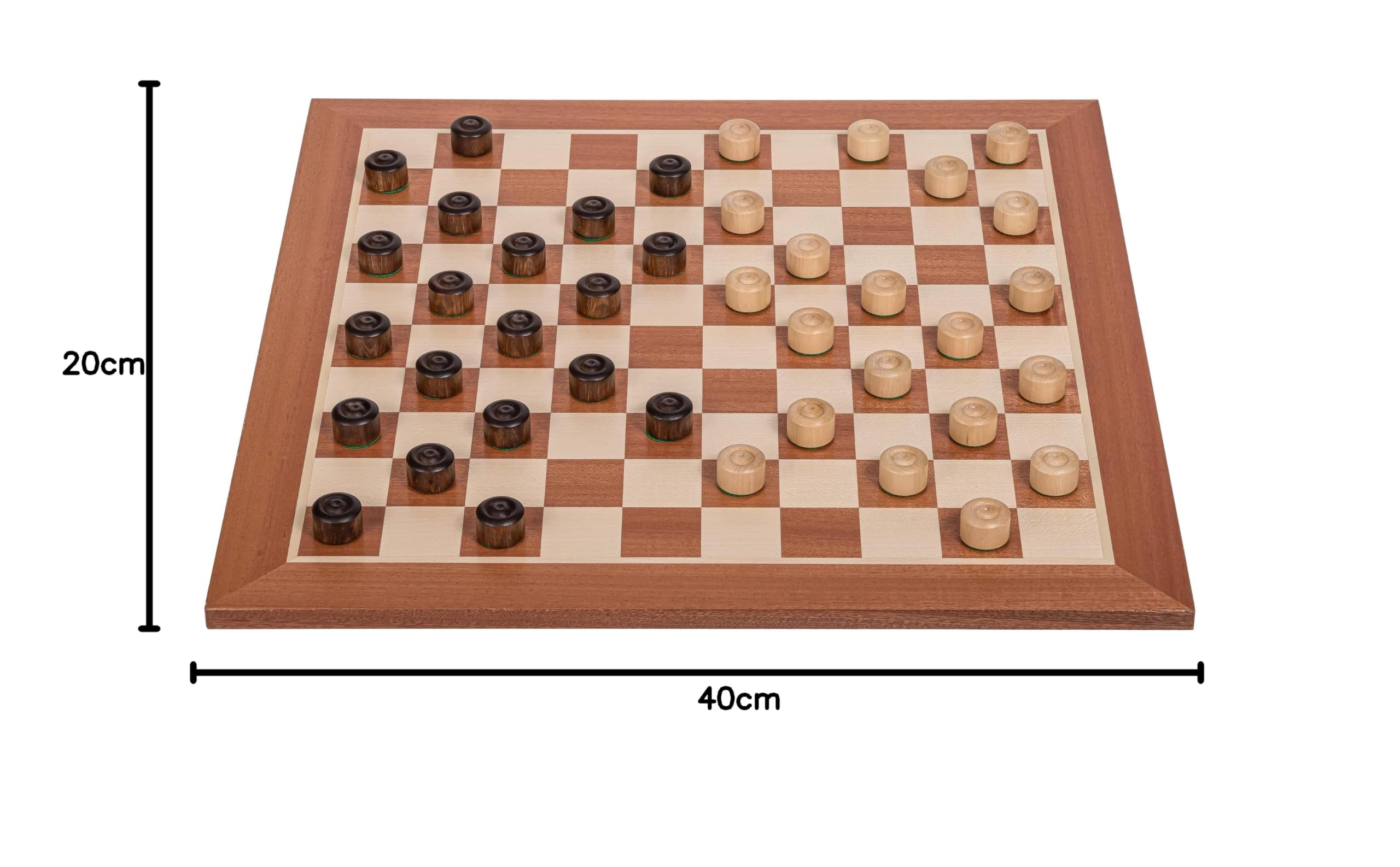 Square - Pro Dame Set 100 Campo - Scacchiera in legno Mogano - Campo 40 x 40 mm