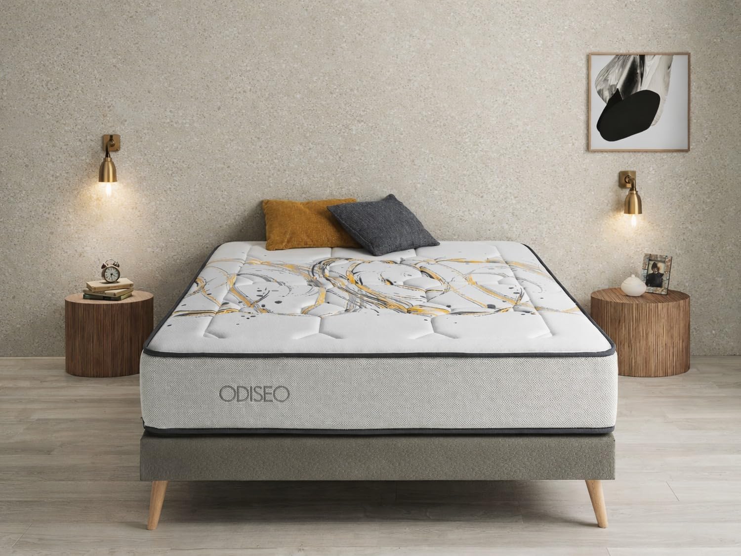 DREAMDI Matelas à Ressorts ensachés ODISEO + 4 CM de Latex 160x200 CM, Hauteur 31 CM, Naturel et Ergonomique
