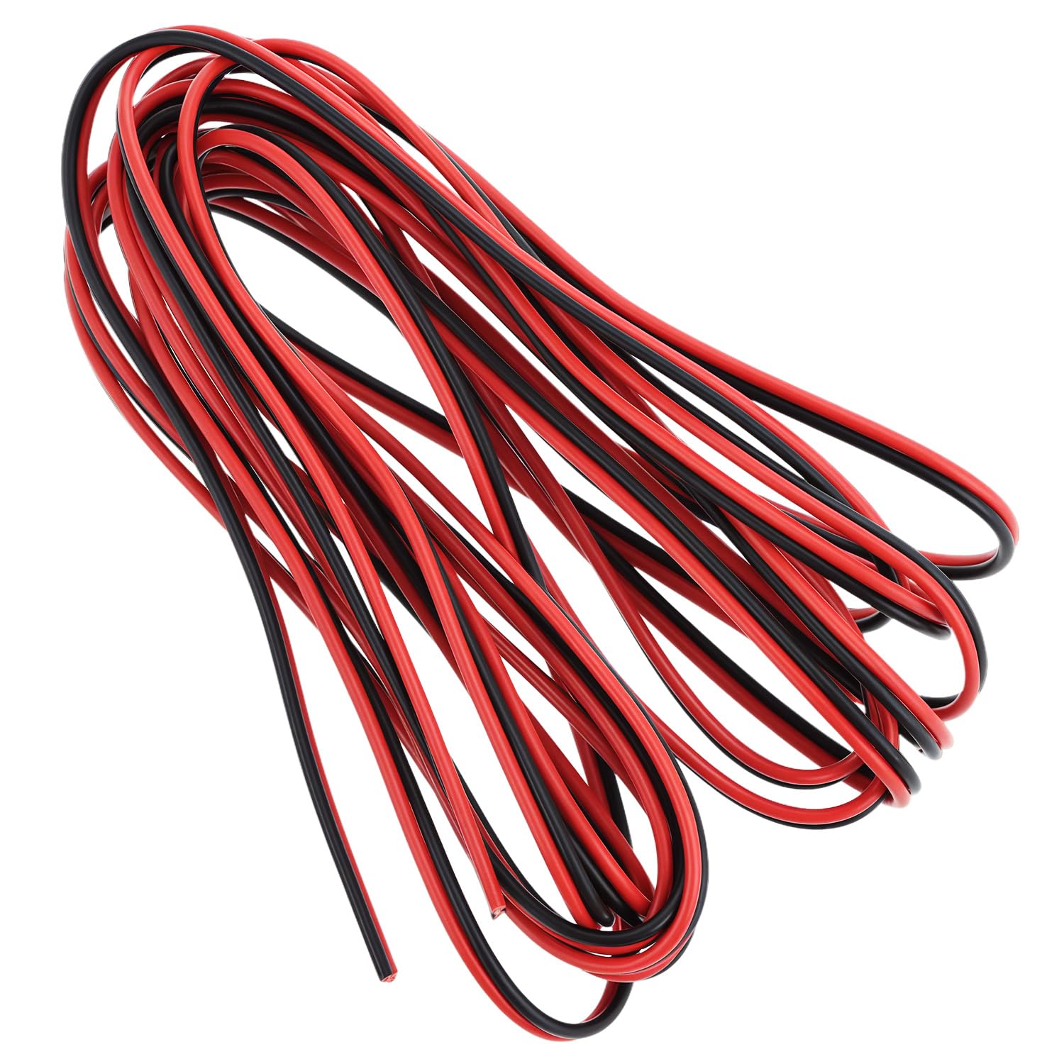 QWORK® 18 AWG PVC Electrical Wire, 2 x 5M (16.5ft) Red & Black Extension Cable for LED Strips & DC Connections, Flame Retardant