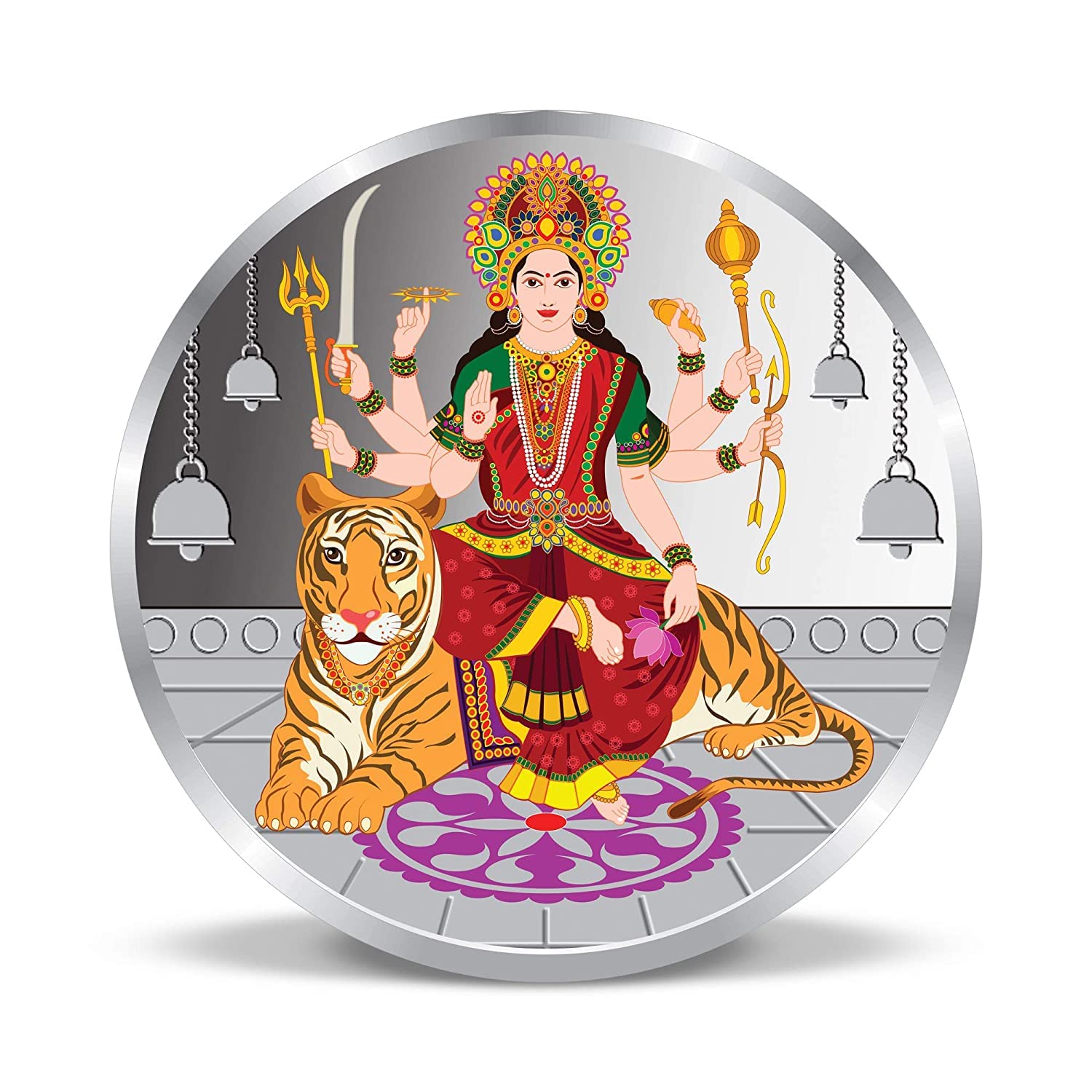 Diwali Special Goddess Durga Mata Silver Coin Of God For Navratri Diwali Dhanteras & Festivals/ Pure Silver Coin 999 Purity Coin 10 Grams For Pooja & Gift Use