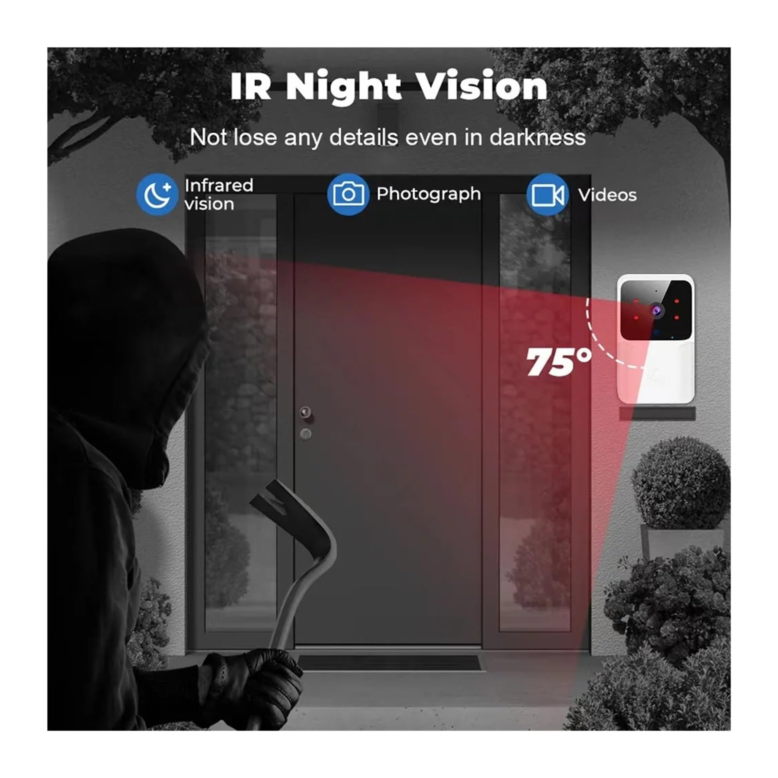 Tuya Visual Video Smart Doorbell Wireless HD Night Vision (Nero Per Tuya)