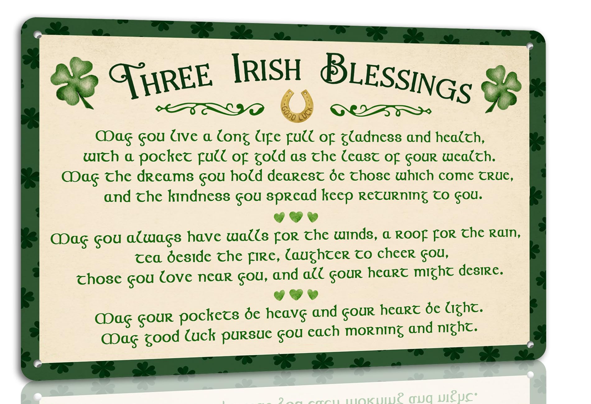 SMAZDFXX Three Irish Blessing Metal Tin Sign Vintage Irish Poster Wall Art Cafes Farmhouse Home Wall Decor Retro Plaque 5.5"x8"