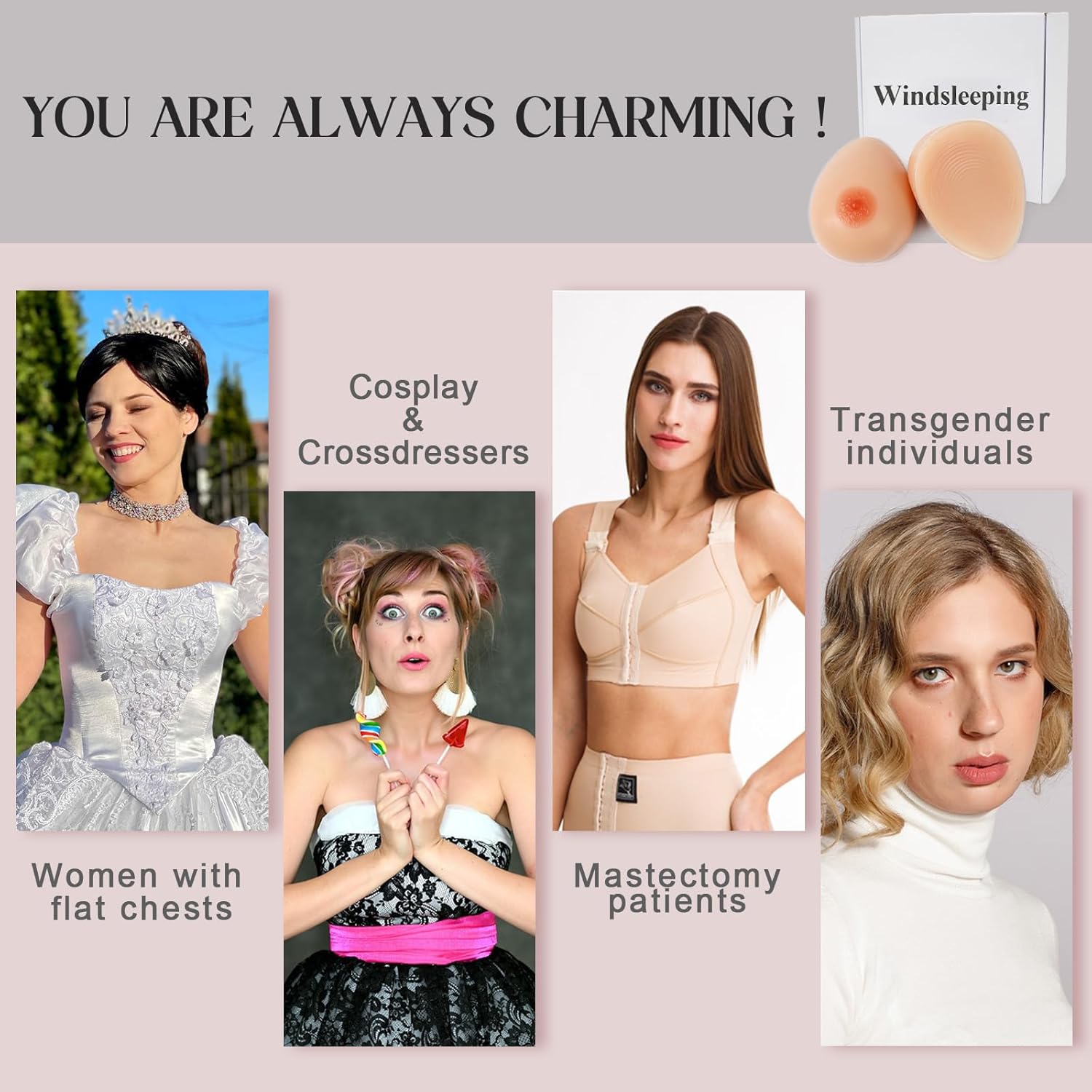 Windsleeping Silicone Breast Forms Mastectomy Prosthesis Fake Boobs Breast Enhancers for Crossdresser Cosplay