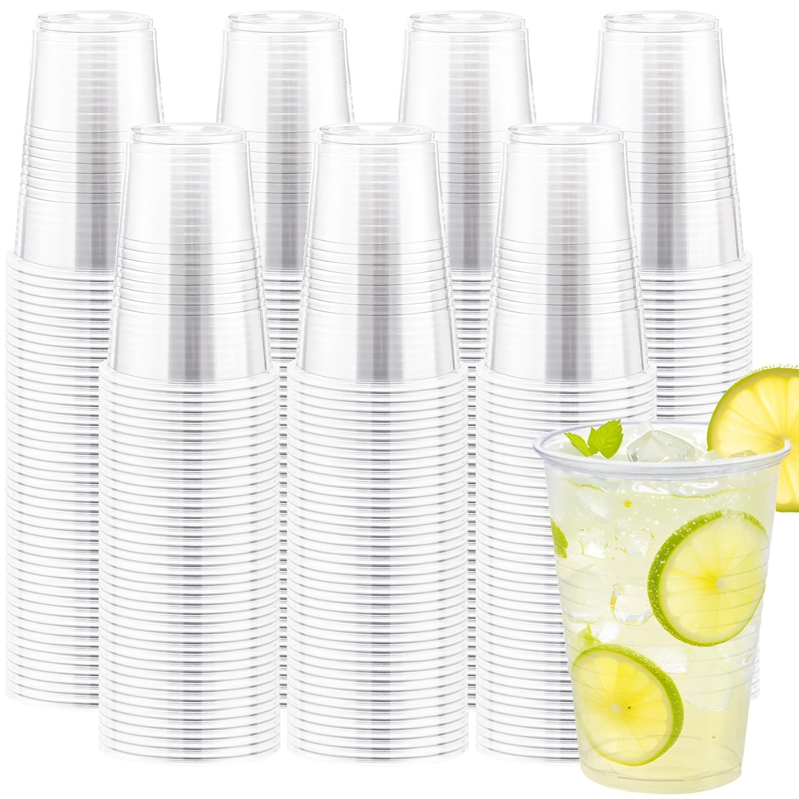300 Clear Plastic Cups - 12oz Disposable Drinkware -8 300 Clear Plastic Cups - 12oz Disposable Drinkware -8