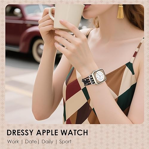 Miniatura 6 de VISOOM Pulsera bohemia con cuentas compatible con Apple Watch de 3840411.654 in para mujer, correa elástica para iWatch para mujer para Apple Watch