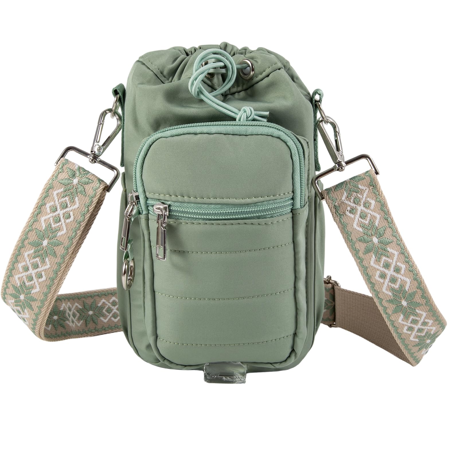 Water Bottle Holder, Travel Bottle Carrier Fits Bottles Under 40oz, Green