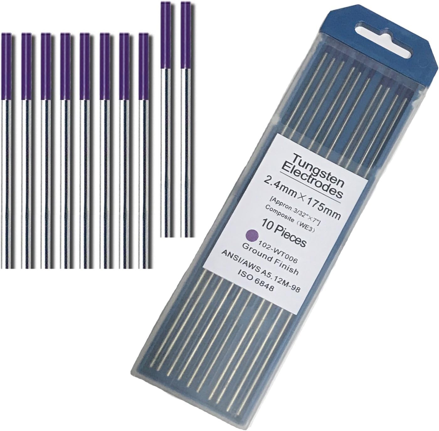 Zinger TIG Welding Tungsten Electrodes Rare Earth Blend (EWG) Purple,10-Pack 3/32" Purple Tungsten Electrodes