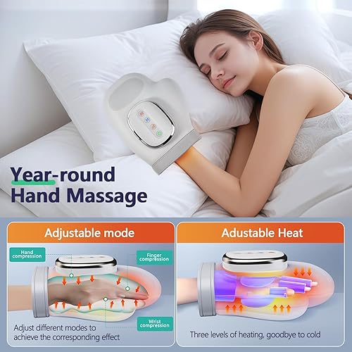 Miniatura 3 de Masajeador de manos con calor y compresión, para artritis y túnel carpiano, calentador de muñeca, masajeadores de dedos, rodillos de amasado,