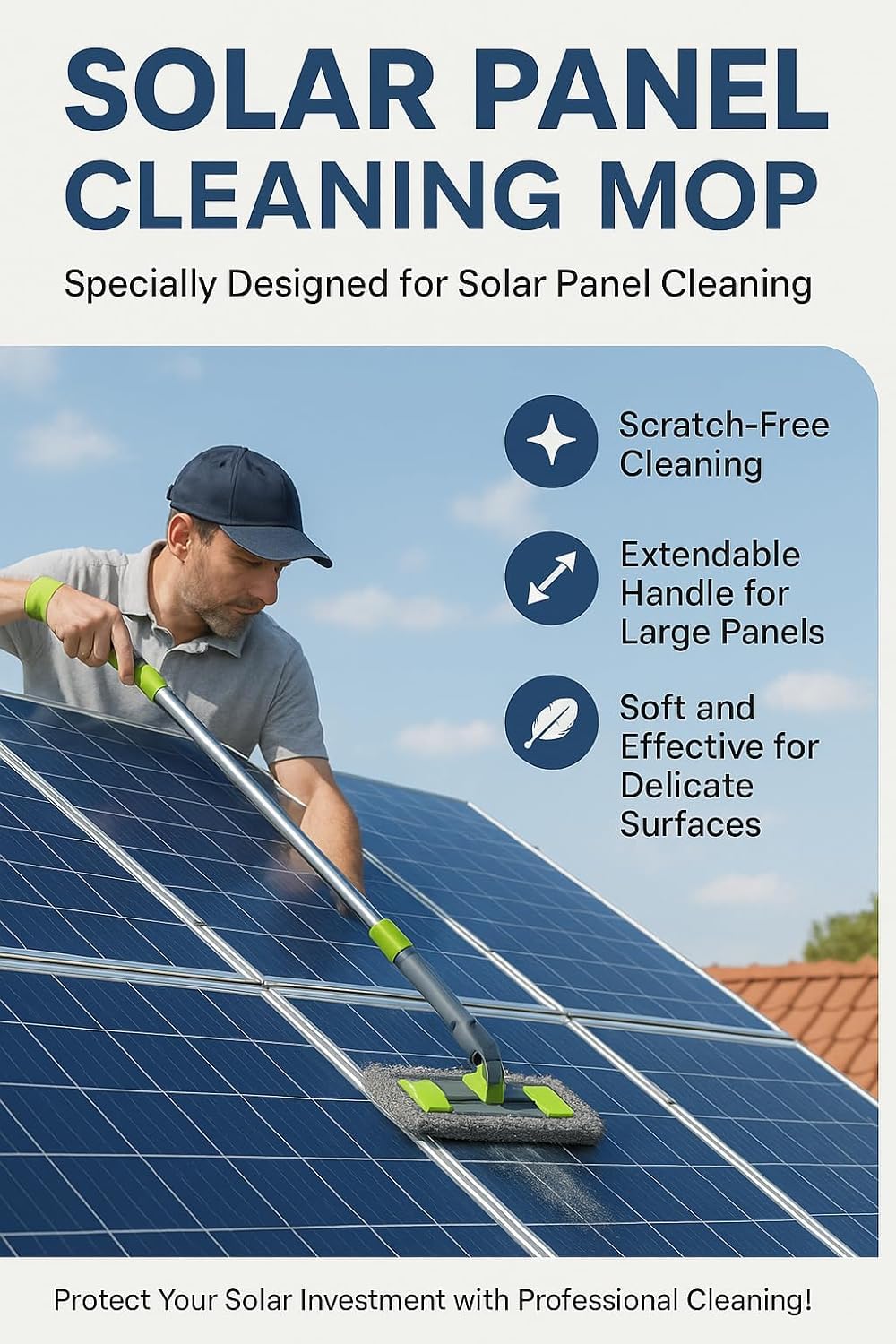 Solar Panel Cleaning Brush - Telescopic Handle -9 Solar Panel Cleaning Brush - Telescopic Handle -9