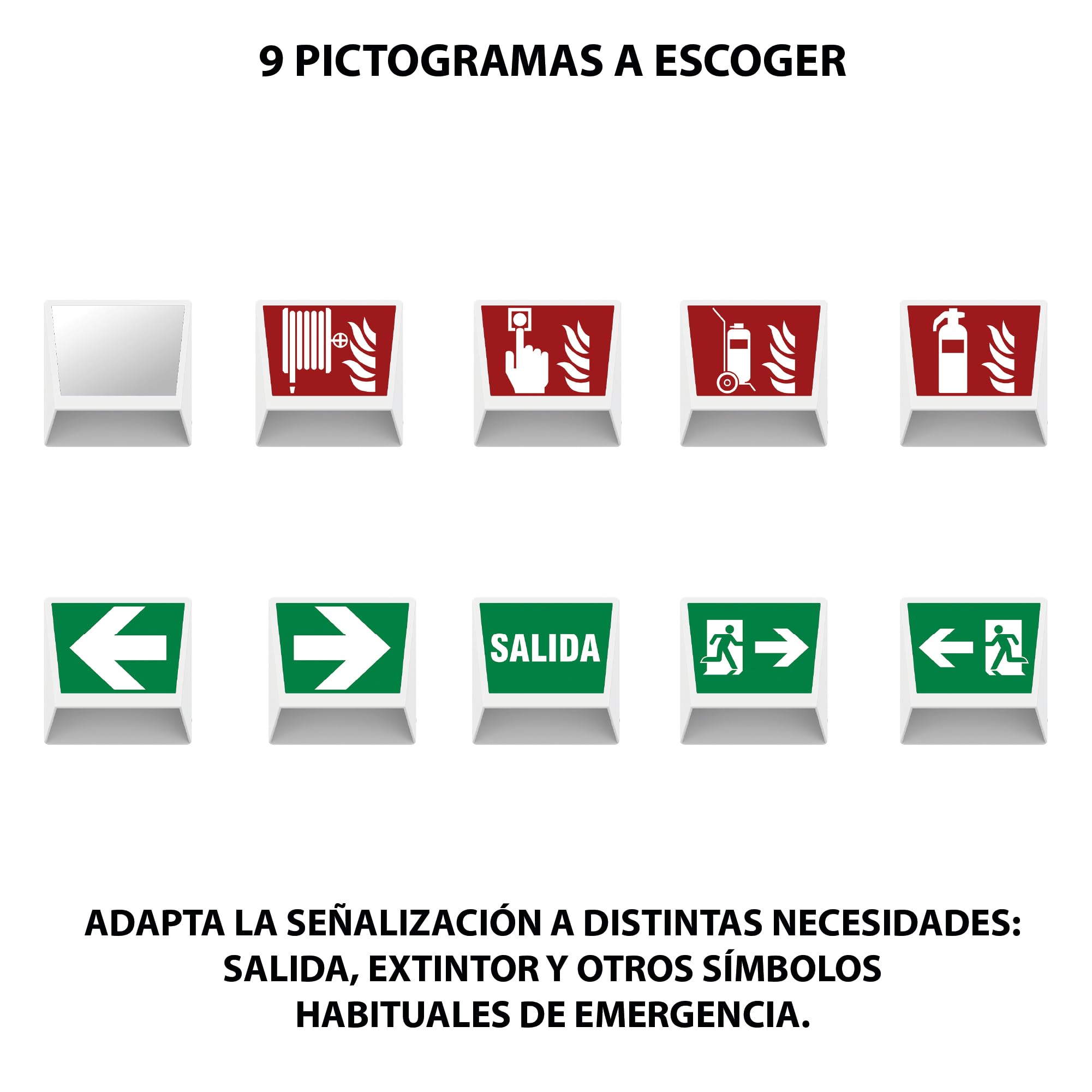 Iluminación de Emergencia LED con Pictograma - Señalización Luminosa - Alumbrado en Interior, Visibilidad 16 m, IP40, Instalación en Pared (Blanco, Salida de Emergencia Derecha)