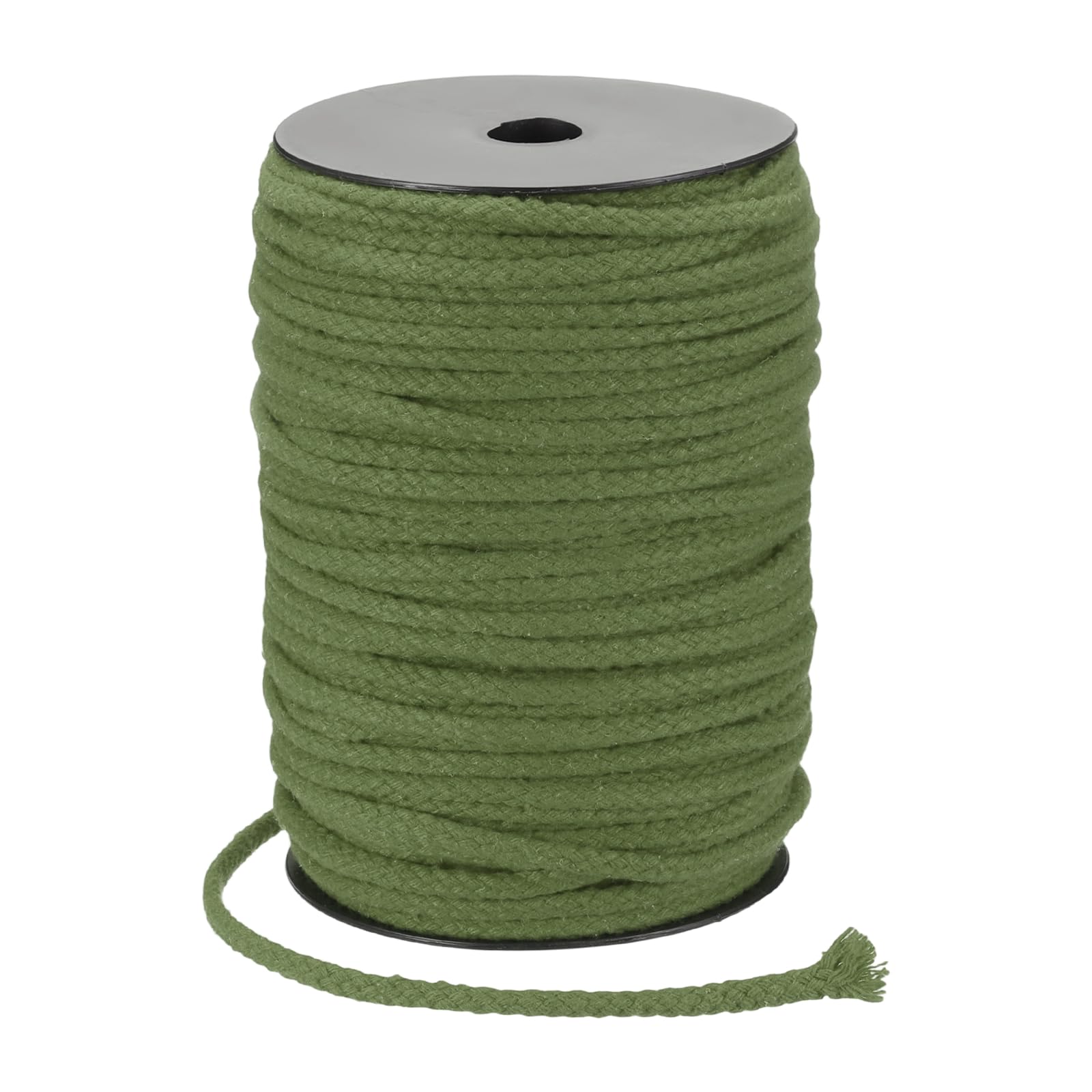 sourcing map Macrame Cord 5mm x 90m Handmade Natural Cotton Rope, 8 Strand Twisted Braided Rope Cord for Plant Hanger Wall Hanging Dream Catcher Crafts Home Decoration, Brown Green