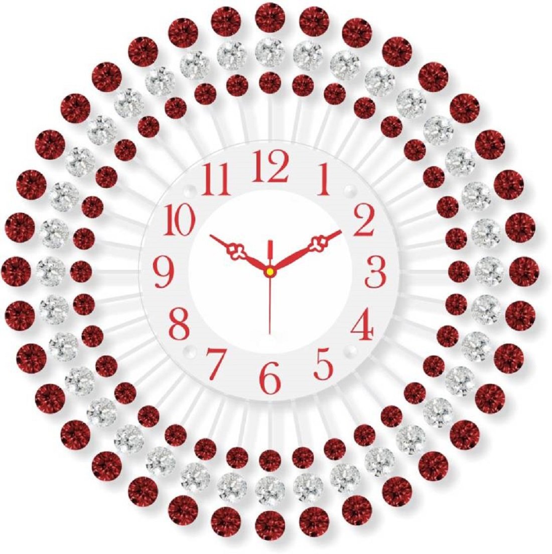 mitrah Circular Metal Analog 36 cm X 6 cm Wall Clock v-310 red