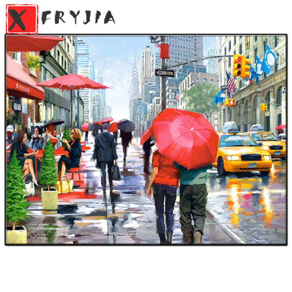 Broderie diamant 5D grand format 90x120 cm motif café de New York