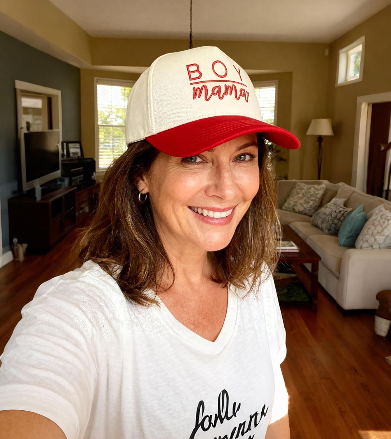 Waldeal Boy Mama Trucker Hats for Women, Two Tone Snapback Cap Embroidered Boy Mom Baseball Cap, Christmas Birthday Gifts - Image 4