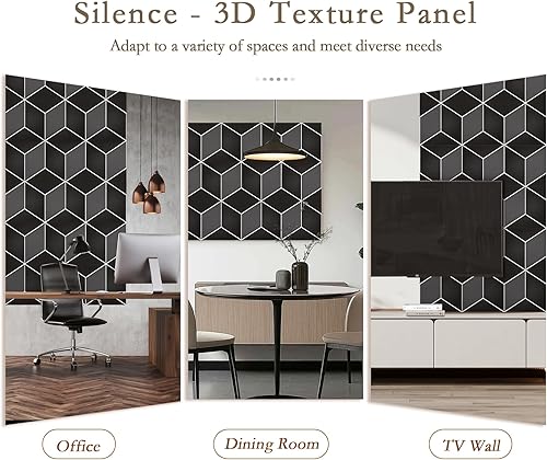 Miniatura 7 de Paquete de 12 paneles acústicos, paneles autoadhesivos a prueba de sonido para paredes, paneles decorativos de amortiguación de sonido con textura