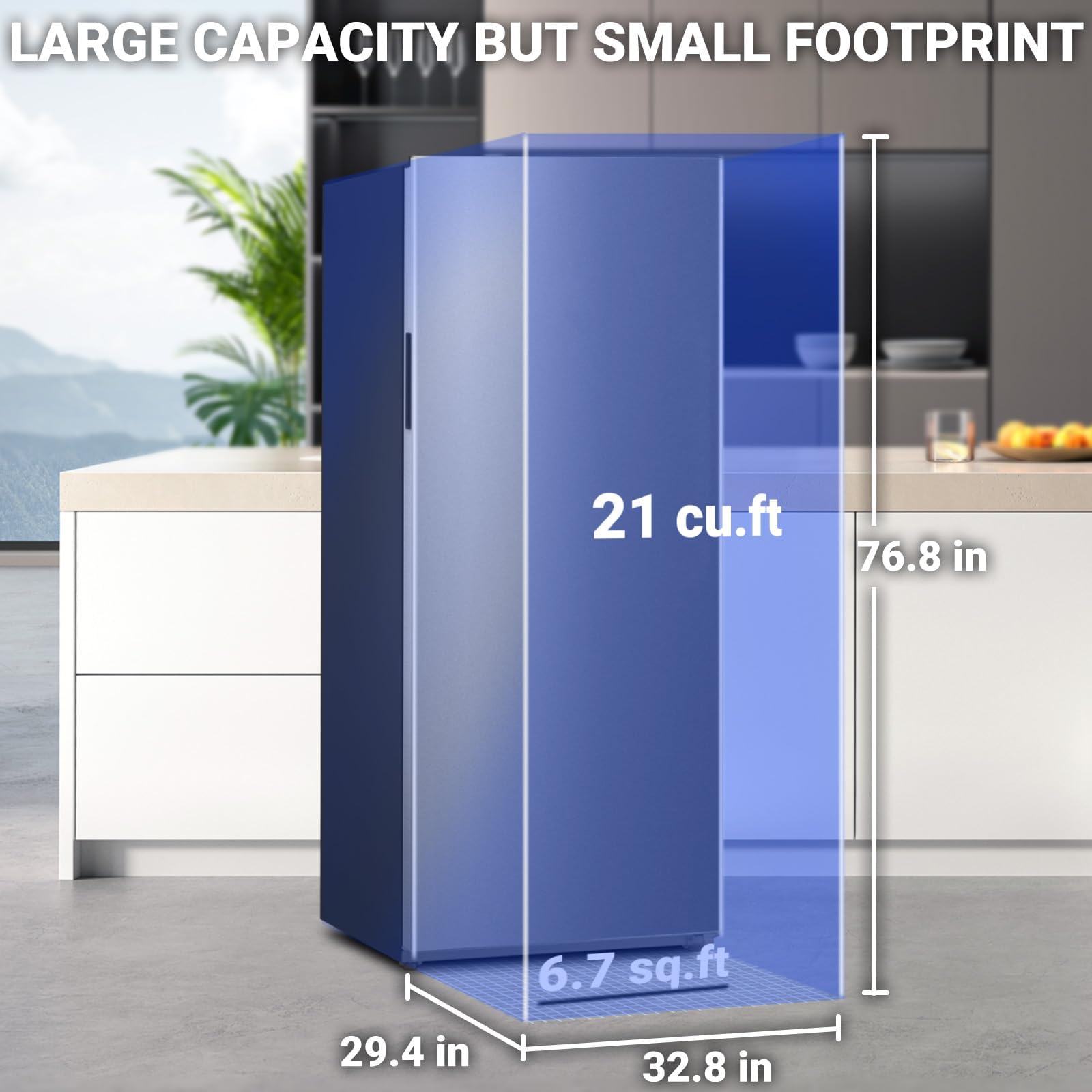 Upright Freezer 21 Cu.Ft, Standing Freezer Upright, Frost Free Convertible Refrigerator Freezer For Garage, Kitchen, Home Use, Stainless Steel on Fridge.com - View 5